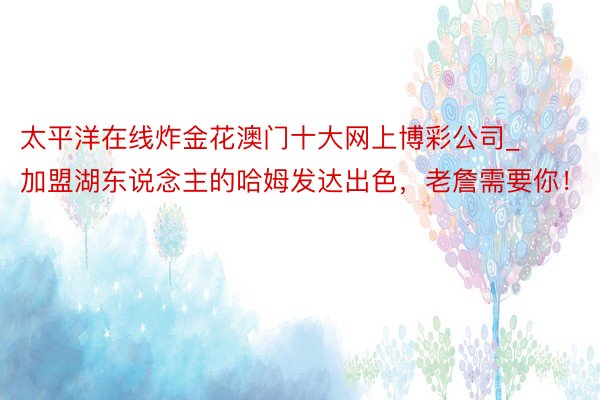 太平洋在线炸金花澳门十大网上博彩公司_加盟湖东说念主的哈姆发达出色,老詹需要你!