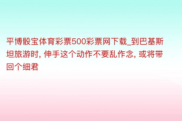 平博骰宝体育彩票500彩票网下载_到巴基斯坦旅游时, 伸手这个动作不要乱作念, 或将带回个细君
