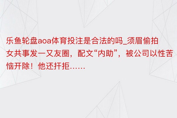 乐鱼轮盘aoa体育投注是合法的吗_须眉偷拍女共事发一又友圈，配文“内助”，被公司以性苦恼开除！他还扞拒……