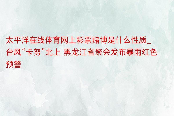 太平洋在线体育网上彩票赌博是什么性质_台风“卡努”北上 黑龙江省聚会发布暴雨红色预警