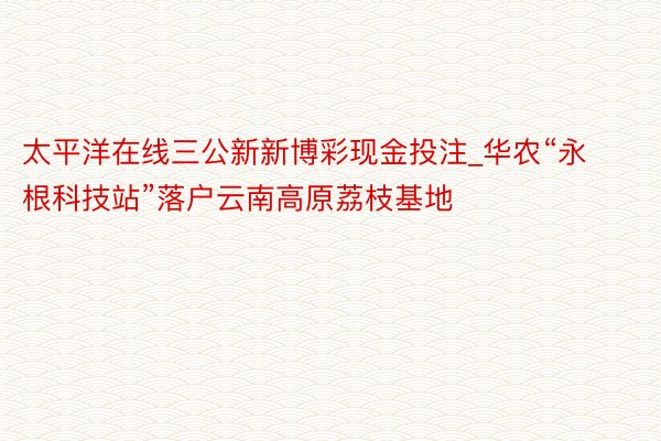 太平洋在线三公新新博彩现金投注_华农“永根科技站”落户云南高原荔枝基地