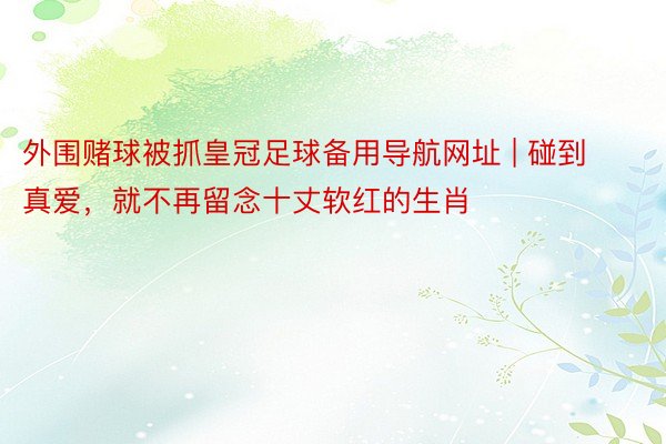 外围赌球被抓皇冠足球备用导航网址 | 碰到真爱,就不再留念十丈软红的生肖