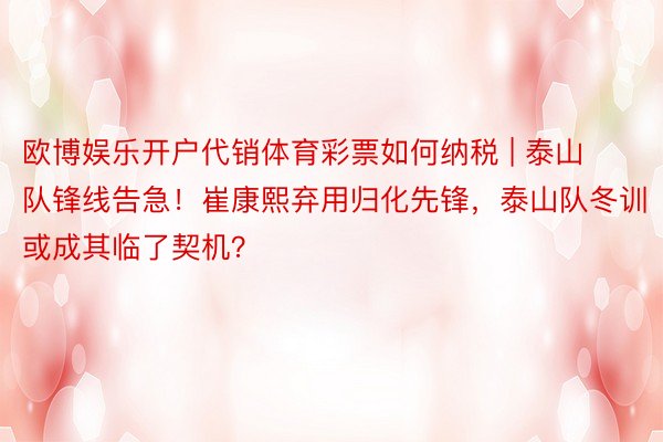 欧博娱乐开户代销体育彩票如何纳税 | 泰山队锋线告急！崔康熙弃用归化先锋，泰山队冬训或成其临了契机？